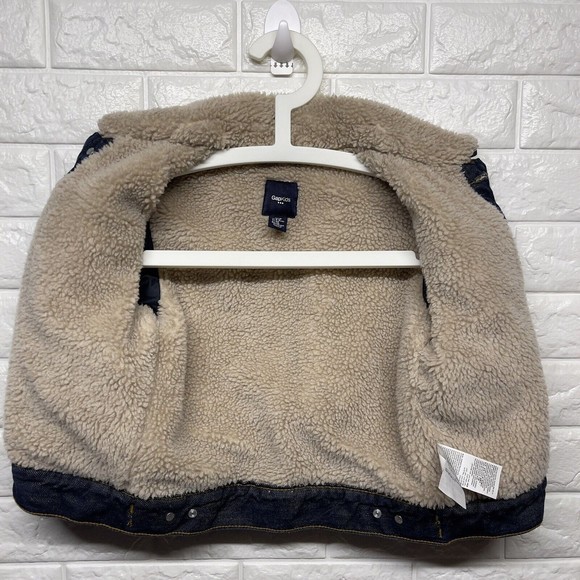 Gap Kids Size XS Sherpa Lined Dark Wash Jean Jacket EUC - Picture 7 of 10
